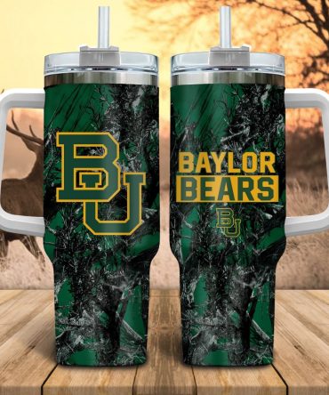 Baylor Bears Ncaa Hunting Custom Stanley Quencher 40Oz Stainless Steel Tumbler With Handle