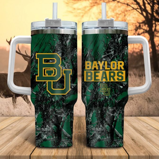 Baylor Bears Ncaa Hunting Custom Stanley Quencher 40Oz Stainless Steel Tumbler With Handle