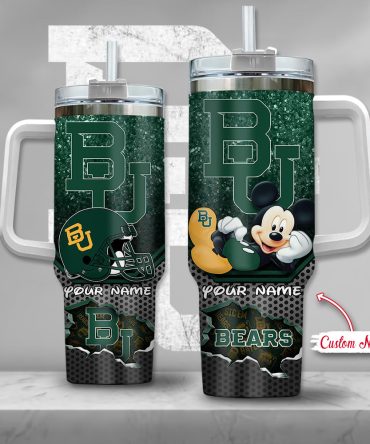Baylor Bears Ncaa Mickey Mouse Custom Stanley Quencher 40Oz Stainless Steel Tumbler With Handle