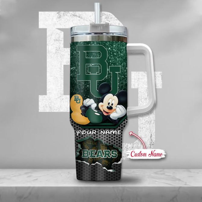 Baylor Bears Ncaa Mickey Mouse Custom Stanley Quencher 40Oz Stainless Steel Tumbler With Handle - Image 2