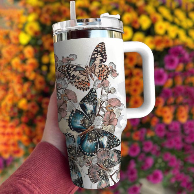 Beautiful Butterfly Custom Stanley Quencher 40Oz Stainless Steel