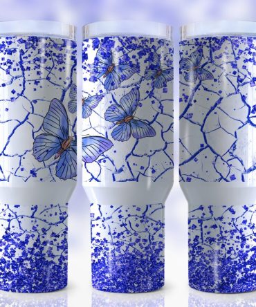 Beautiful Butterfly Custom Stanley Quencher 40Oz Stainless Steel Tumbler With Handle
