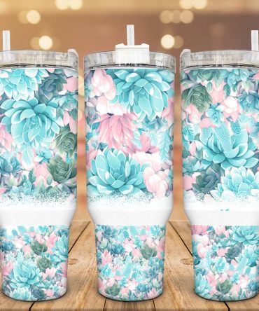 Beautiful Succulents Custom Stanley Quencher 40Oz Stainless Steel Tumbler With Handle