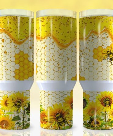 Bee Honeycomb Custom Stanley Quencher 40Oz Stainless Steel Tumbler With Handle