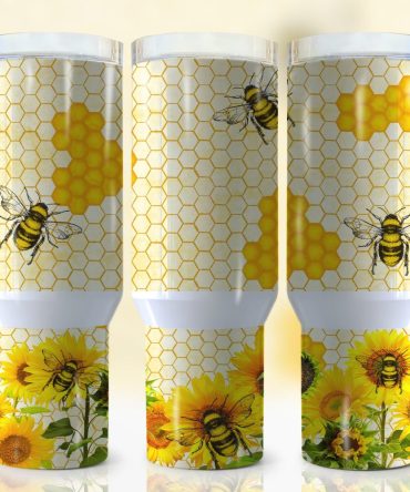 Bee Honeycomb Custom Stanley Quencher 40Oz Stainless Steel Tumbler With Handle