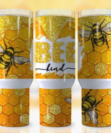 Bee Honeycomb Custom Stanley Quencher 40Oz Stainless Steel Tumbler With Handle