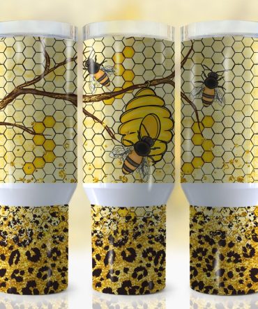 Bee Honeycomb Custom Stanley Quencher 40Oz Stainless Steel Tumbler With Handle