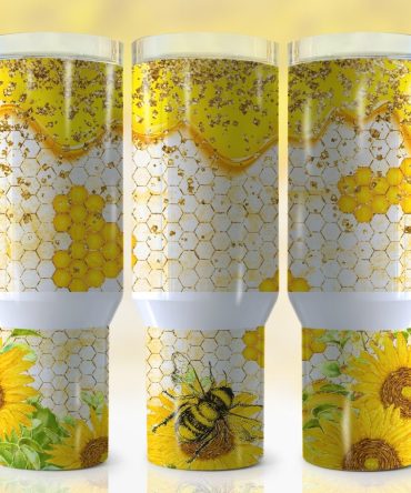 Bee Honeycomb Custom Stanley Quencher 40Oz Stainless Steel Tumbler With Handle