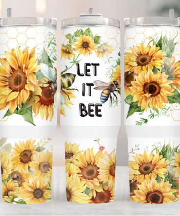 Bee With Sunflowers Custom Stanley Quencher 40Oz Stainless Steel Tumbler With Handle