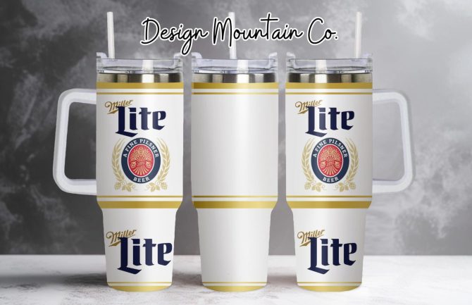 Beer Miller Lite Custom Stanley Quencher 40Oz Stainless Steel Tumbler With Handle