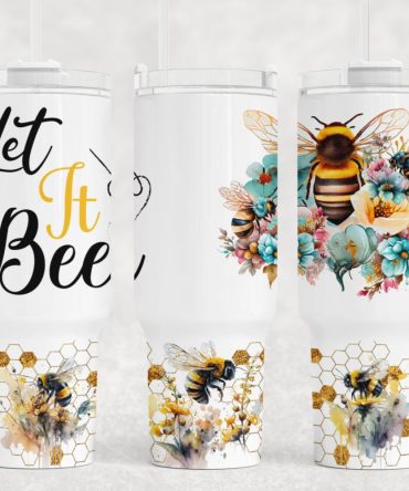 Bees And Flowers Custom Stanley Quencher 40Oz Stainless Steel Tumbler With Handle