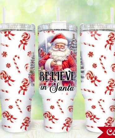 Believe In Santa Custom Stanley Quencher 40Oz Stainless Steel Tumbler With Handle