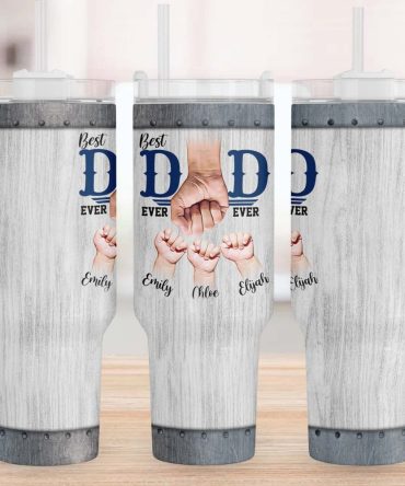 Best Dad Ever Father #8217;S Day Custom Stanley Quencher 40Oz Stainless Steel Tumbler With Handle