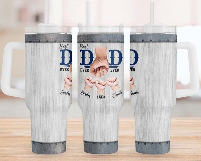 Best Dad Ever Father #8217;S Day Custom Stanley Quencher 40Oz Stainless Steel Tumbler With Handle