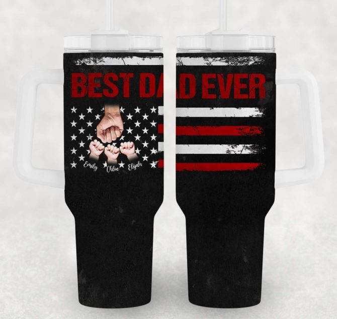 Best Dad Ever Father #8217;S Day Custom Stanley Quencher 40Oz Stainless Steel Tumbler With Handle