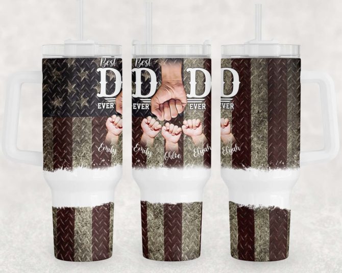 Best Dad Ever Father #8217;S Day Custom Stanley Quencher 40Oz Stainless Steel Tumbler With Handle