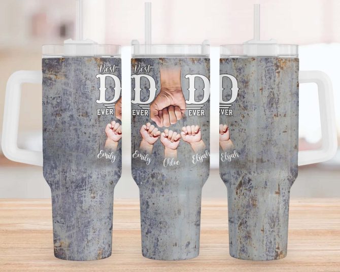 Best Dad Ever Father #8217;S Day Custom Stanley Quencher 40Oz Stainless Steel Tumbler With Handle - Image 2