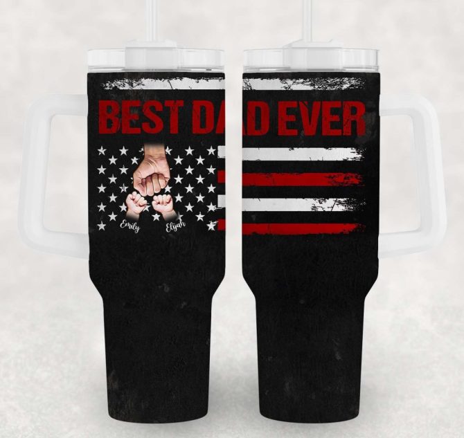 Best Dad Ever Father #8217;S Day Custom Stanley Quencher 40Oz Stainless Steel Tumbler With Handle - Image 2