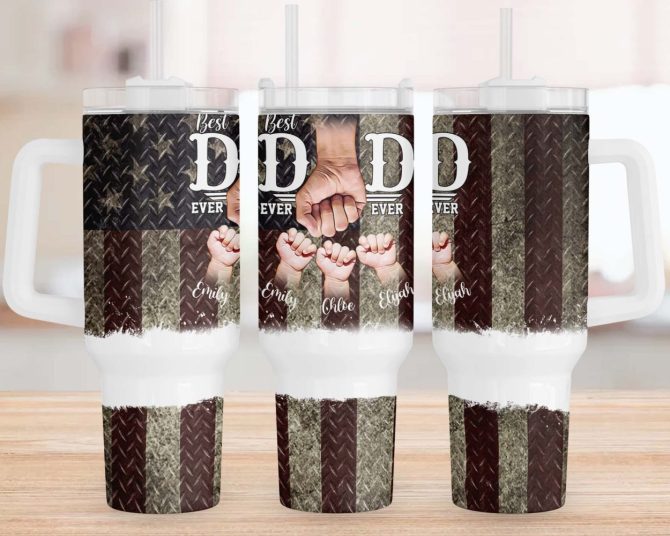 Best Dad Ever Father #8217;S Day Custom Stanley Quencher 40Oz Stainless Steel Tumbler With Handle - Image 2