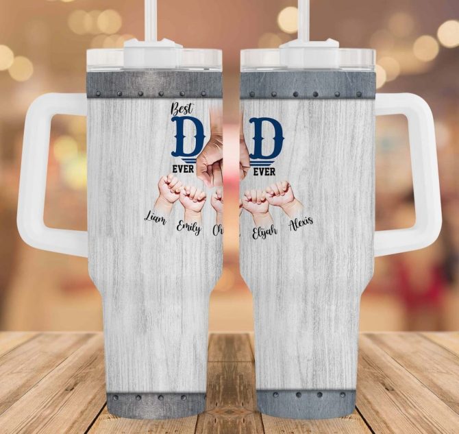 Best Dad Ever Father #8217;S Day Custom Stanley Quencher 40Oz Stainless Steel Tumbler With Handle - Image 2
