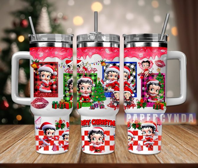 Betty Boop Christmas Custom Stanley Quencher 40Oz Stainless Steel Tumbler With Handle