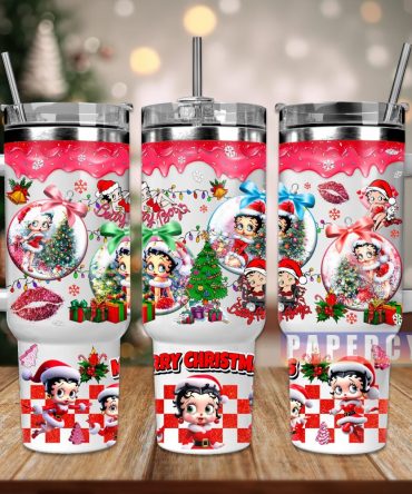 Betty Boop Christmas Custom Stanley Quencher 40Oz Stainless Steel Tumbler With Handle
