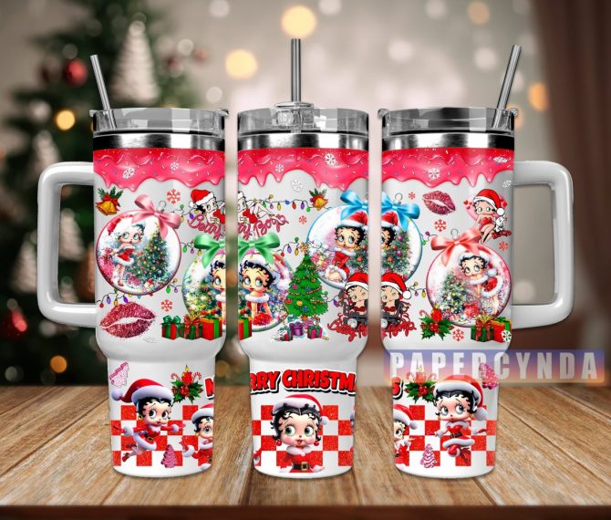 Betty Boop Christmas Custom Stanley Quencher 40Oz Stainless Steel Tumbler With Handle