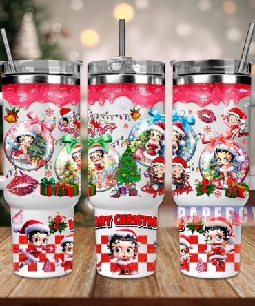 Betty Boop Christmas Custom Stanley Quencher 40Oz Stainless Steel Tumbler With Handle
