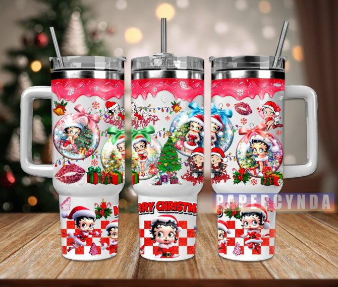Betty Boop Christmas Custom Stanley Quencher 40Oz Stainless Steel Tumbler With Handle