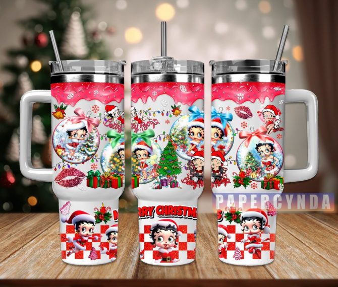 Betty Boop Christmas Custom Stanley Quencher 40Oz Stainless Steel Tumbler With Handle