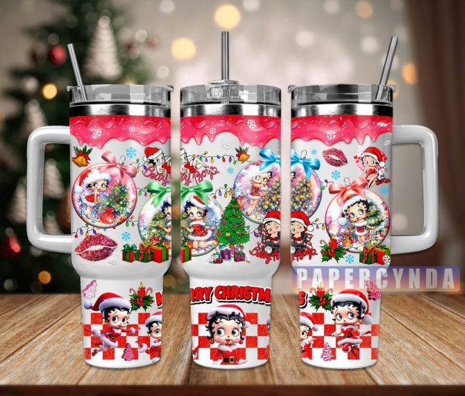 Betty Boop Christmas Custom Stanley Quencher 40Oz Stainless Steel Tumbler With Handle