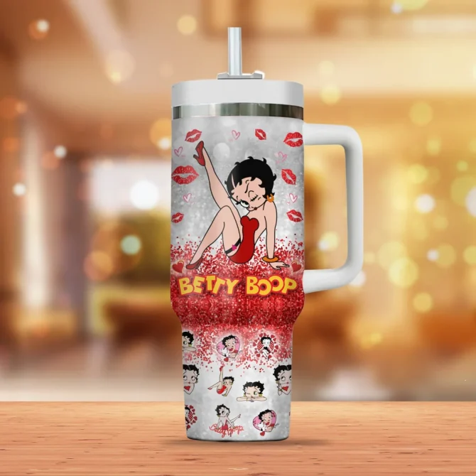 Betty Boop Custom Stanley Quencher 40Oz Stainless Steel Tumbler With Handle - Image 3