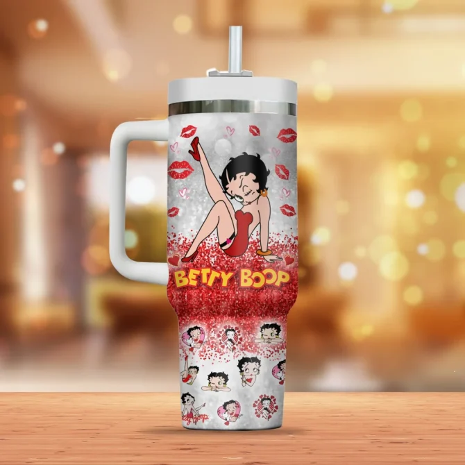Betty Boop Custom Stanley Quencher 40Oz Stainless Steel Tumbler With Handle - Image 2
