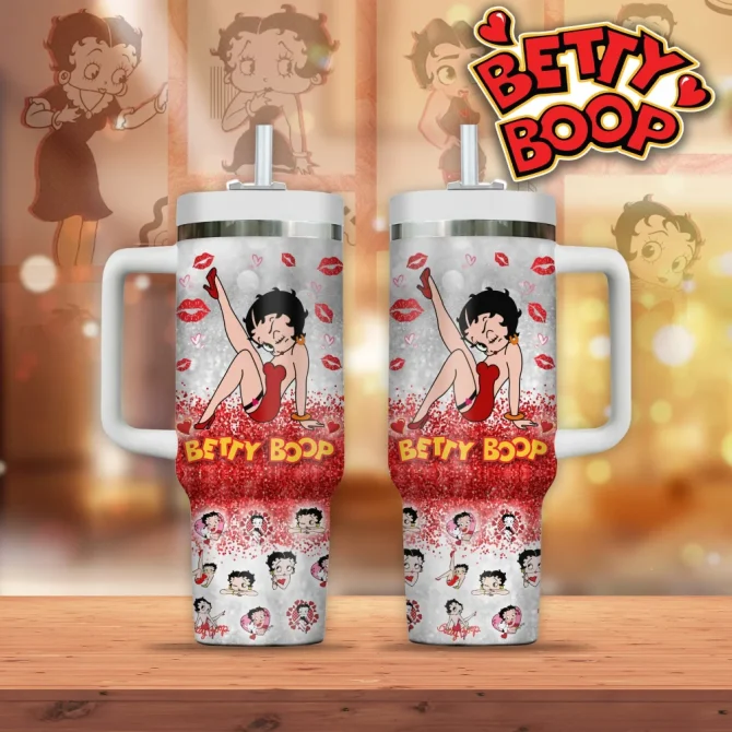 Betty Boop Custom Stanley Quencher 40Oz Stainless Steel Tumbler With Handle
