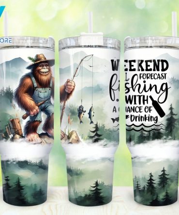 Bigfoot Funny Fishing Custom Stanley Quencher 40Oz Stainless Steel Tumbler With Handle
