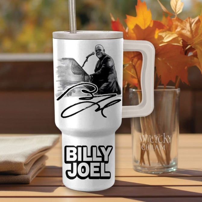 Billy Joel 2024 Tour Music Custom Stanley Quencher 40Oz Stainless Steel Tumbler With Handle - Image 2