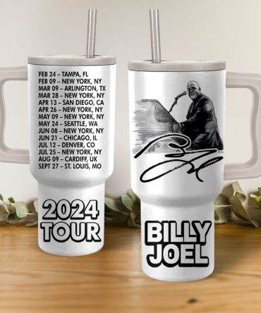 Billy Joel 2024 Tour Music Custom Stanley Quencher 40Oz Stainless Steel Tumbler With Handle