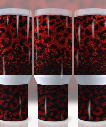 Black And Red Leopard Print Custom Stanley Quencher 40Oz Stainless Steel Tumbler With Handle