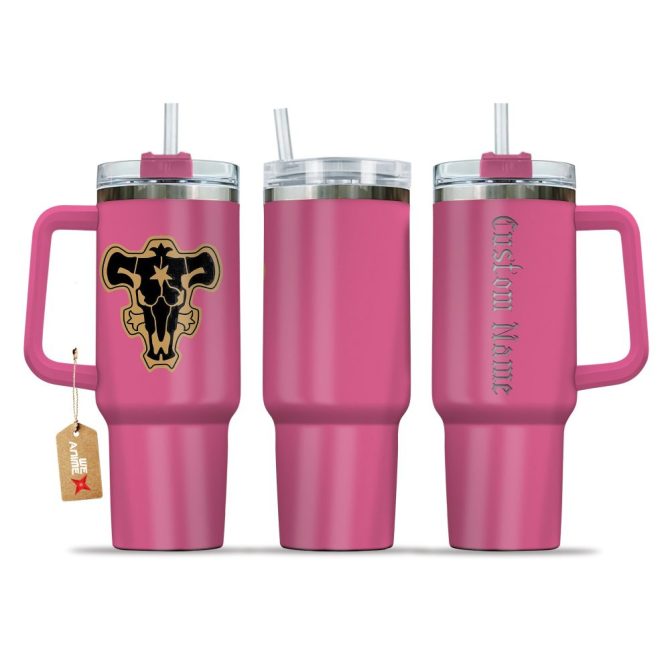 Black Bull Black Clover Anime Custom Stanley Quencher 40Oz Stainless Steel Tumbler With Handle