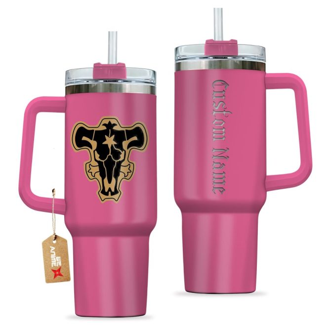 Black Bull Black Clover Anime Custom Stanley Quencher 40Oz Stainless Steel Tumbler With Handle - Image 2