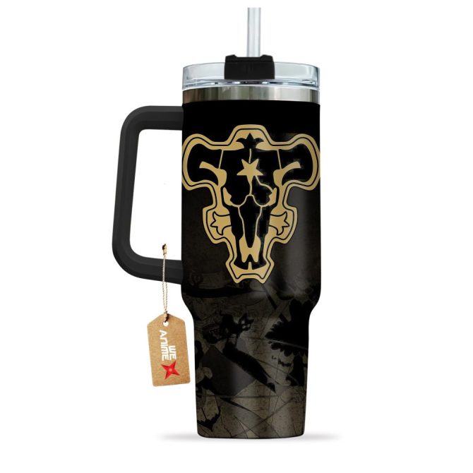 Black Bull Symbol Black Clover Anime Custom Stanley Quencher 40Oz Stainless Steel Tumbler With Handle - Image 3