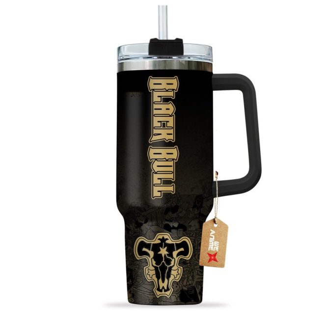 Black Bull Symbol Black Clover Anime Custom Stanley Quencher 40Oz Stainless Steel Tumbler With Handle - Image 2