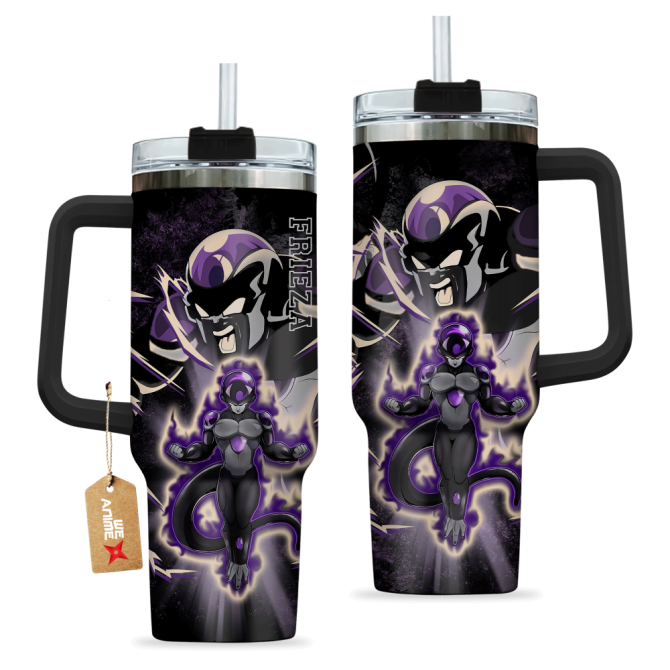 Black Frieza Dragon Ball Anime Custom Stanley Quencher 40Oz Stainless Steel Tumbler With Handle - Image 2