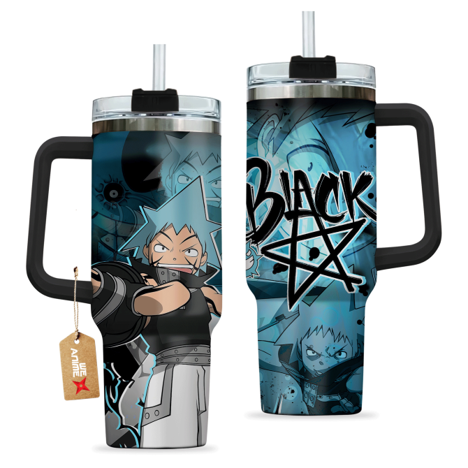 Black Star Soul Eater Anime Custom Stanley Quencher 40Oz Stainless Steel Tumbler With Handle - Image 2