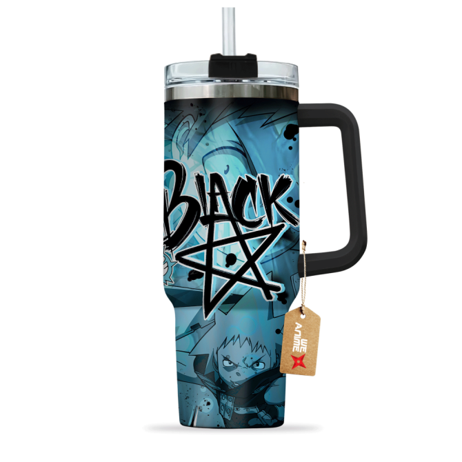 Black Star Soul Eater Anime Custom Stanley Quencher 40Oz Stainless Steel Tumbler With Handle - Image 3