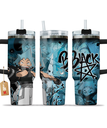 Black Star Soul Eater Anime Custom Stanley Quencher 40Oz Stainless Steel Tumbler With Handle
