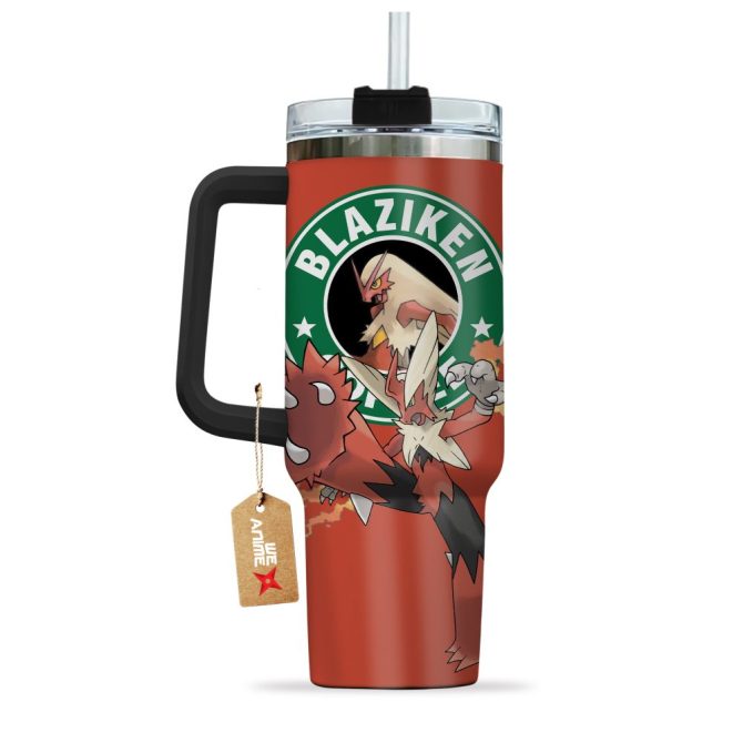 Blaziken Coffee Pokemon Anime Custom Stanley Quencher 40Oz Stainless Steel Tumbler With Handle - Image 4