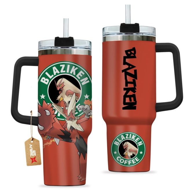 Blaziken Coffee Pokemon Anime Custom Stanley Quencher 40Oz Stainless Steel Tumbler With Handle - Image 2