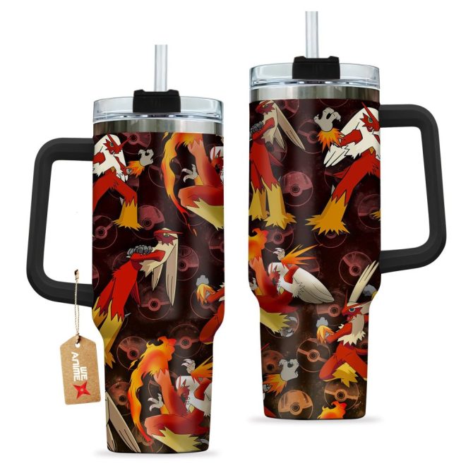 Blaziken Pokemon Anime Custom Stanley Quencher 40Oz Stainless Steel Tumbler With Handle - Image 3
