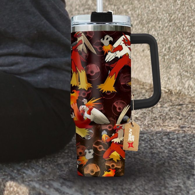 Blaziken Pokemon Anime Custom Stanley Quencher 40Oz Stainless Steel Tumbler With Handle - Image 4